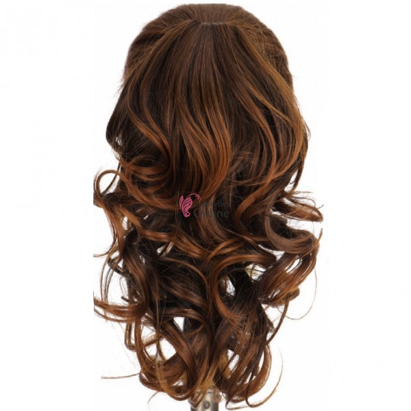 Extensie de par coada ondulata cu cleste 35 cm Cod  SS35-230s Saten Mediu Ombre, 1 Dinte lipsa